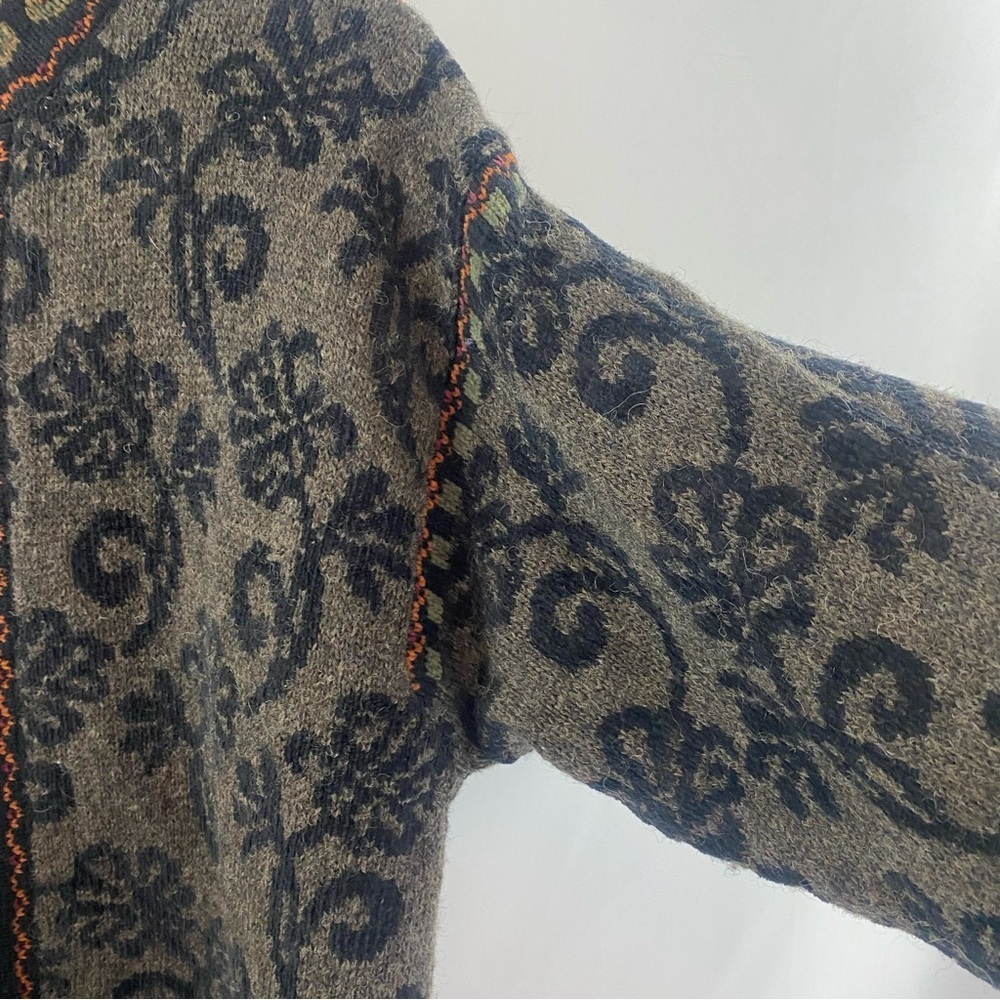 Icelandic Design Wool Cotton Lined Sweater Jacket Sz M Folklore Floral‎ Filigree - Picture 5 of 16